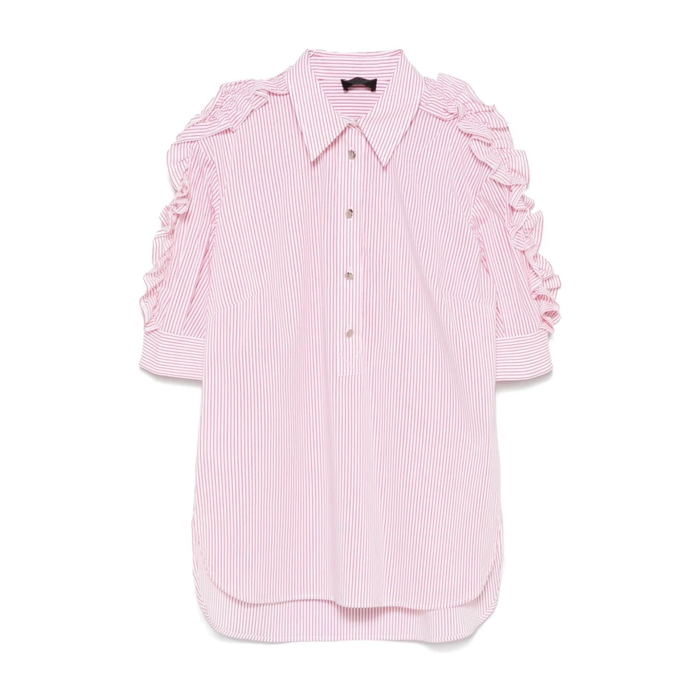 Liu Jo Zwarte Blouse met Gerimpelde Rand Pink Dames