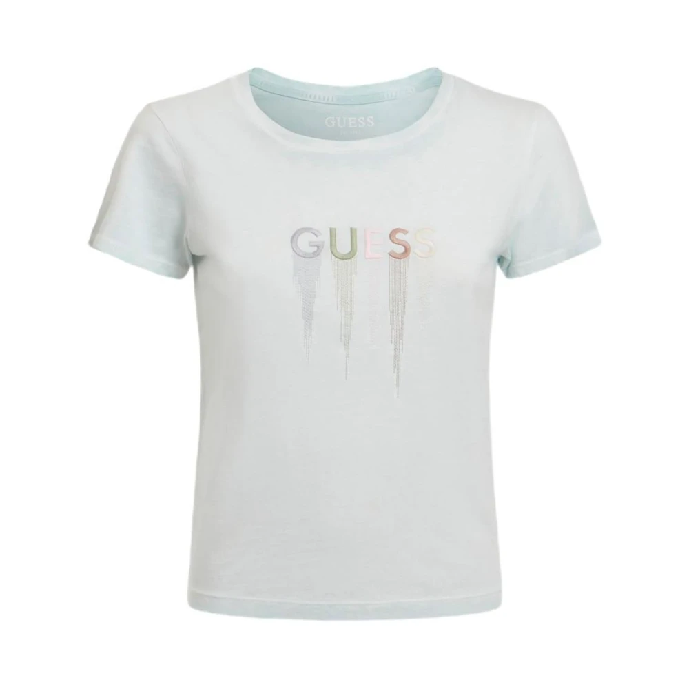 Guess Women's Green Embroidered Logo Short Sleeve Tee