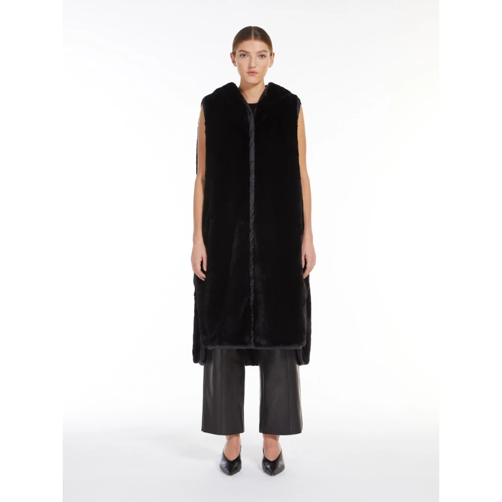 Max Mara Omkeerbaar waterafstotend vest met capuchon Black Dames