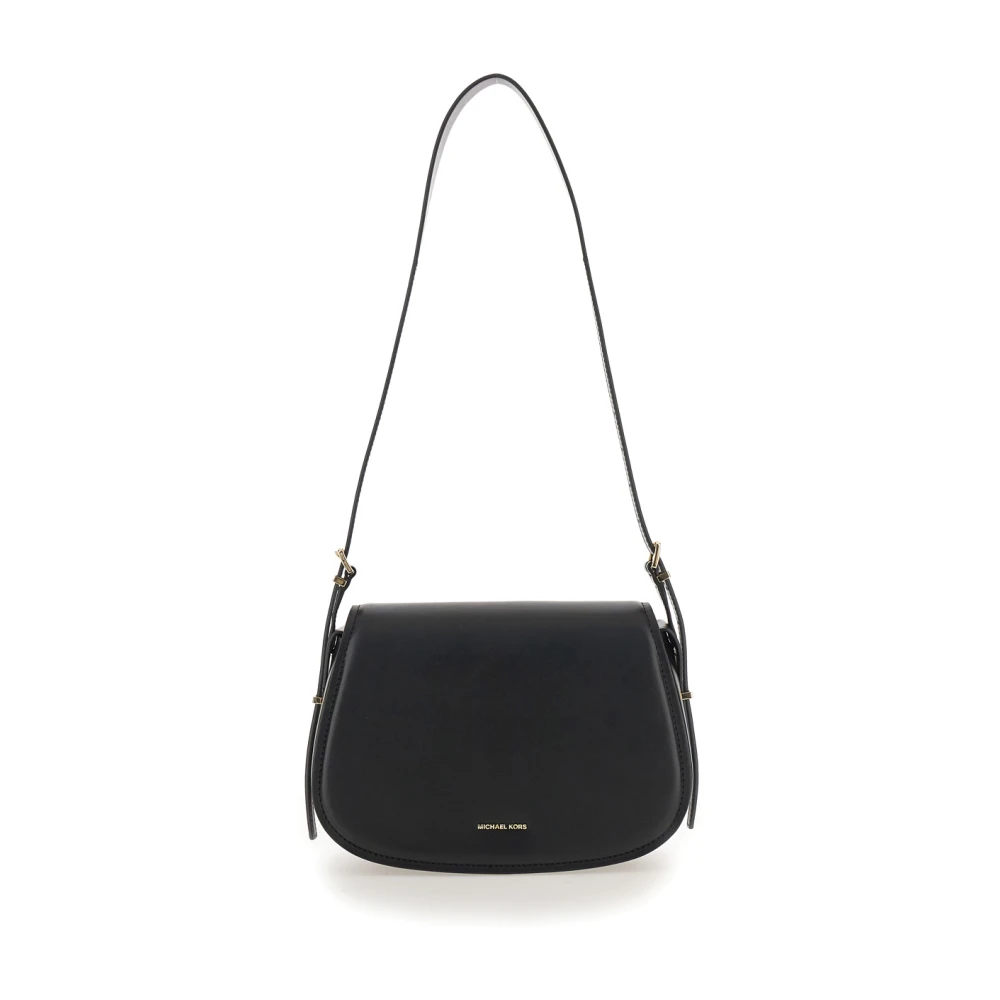 Michael Kors Zwarte leren schoudertas met logo Black Dames