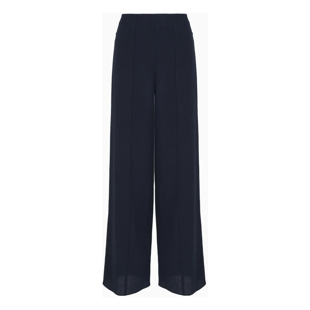 Emporio Armani Nachtblauwe wollen broek met achterzakken Black Dames