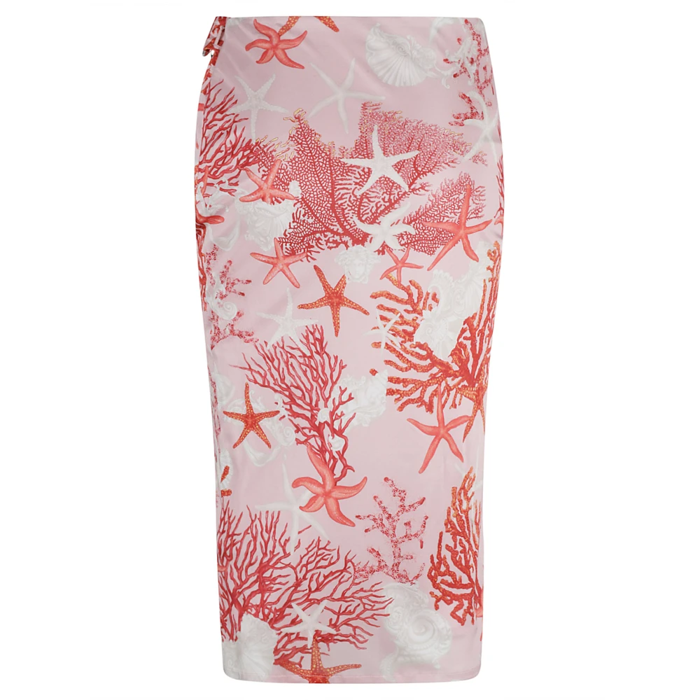 Versace Jersey Rok met Vakantieprint Pink Dames