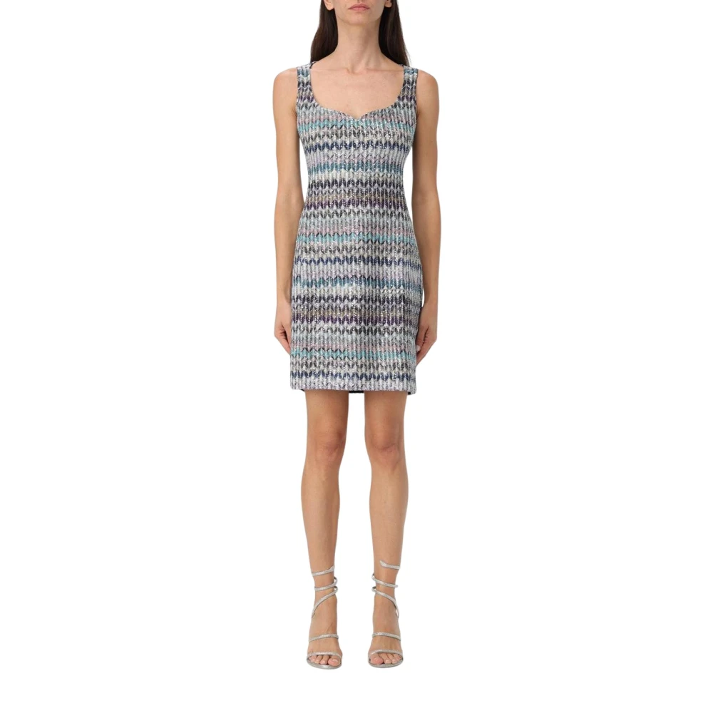 Missoni Women's Multicolor Short Dresses, Xs, Zigzag Sequined Mini Dress