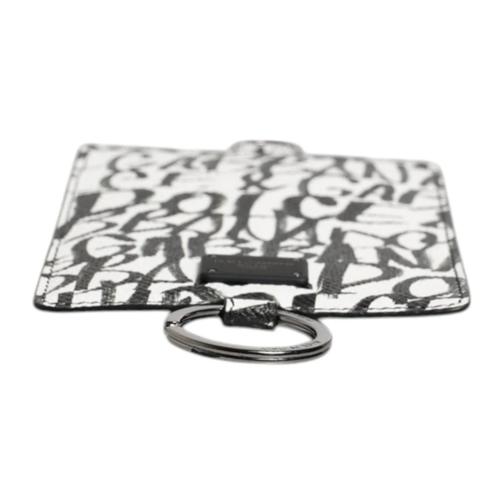 Dolce & Gabbana Logo Print Leren Kaarthouder Portemonnee White Heren