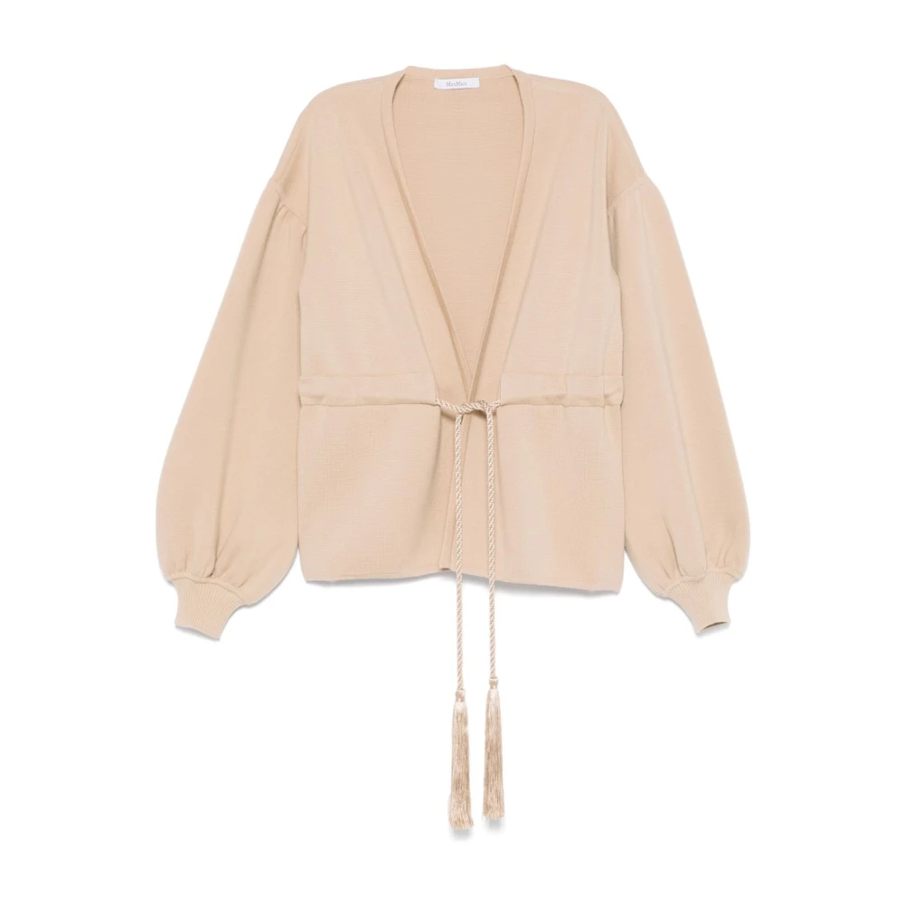 Max Mara Beige V-hals Trui met Trekkoord Taille Beige Dames