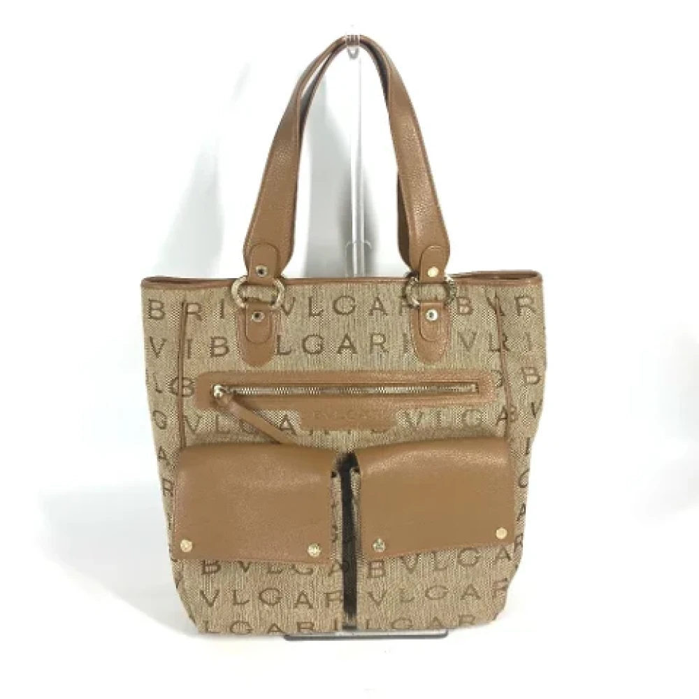 Bvlgari Vintage Pre-owned Leather shoulder-bags Beige Dames