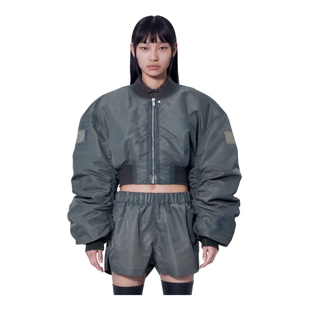 Rick Owens Micro Secchia Washed Bomber Jacket - Woman Jackets Grey It - 42 - Immagine 3