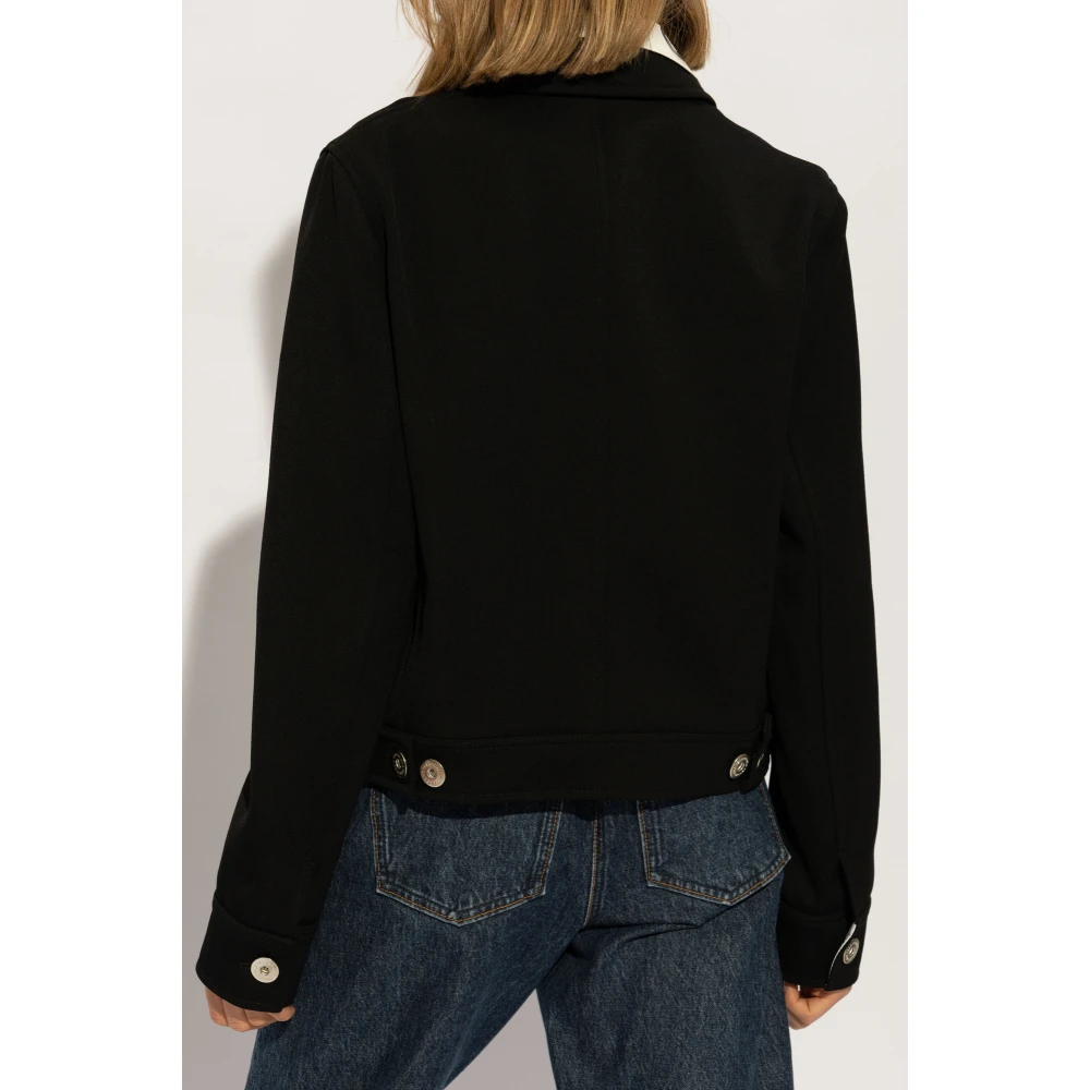 Salvatore Ferragamo Wollen jas met kraag Black Dames