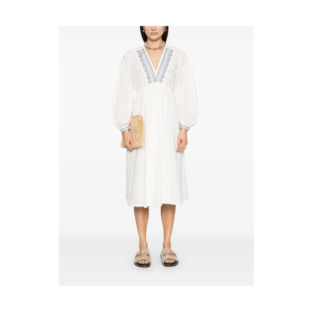 A.p.c. Witte Geborduurde Jurk met Gerimpeld Detail White Dames