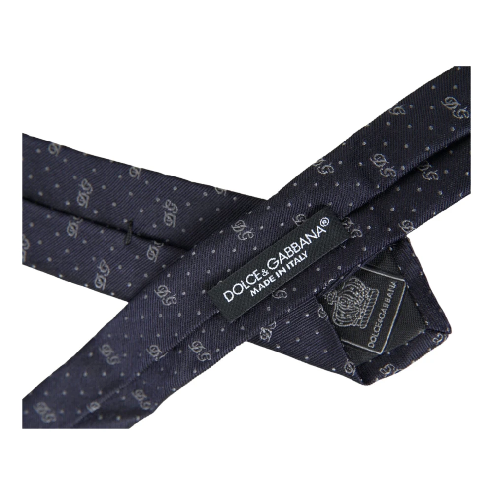 Dolce & Gabbana Blauwe DG Logo Zijden Stropdas Blue Heren