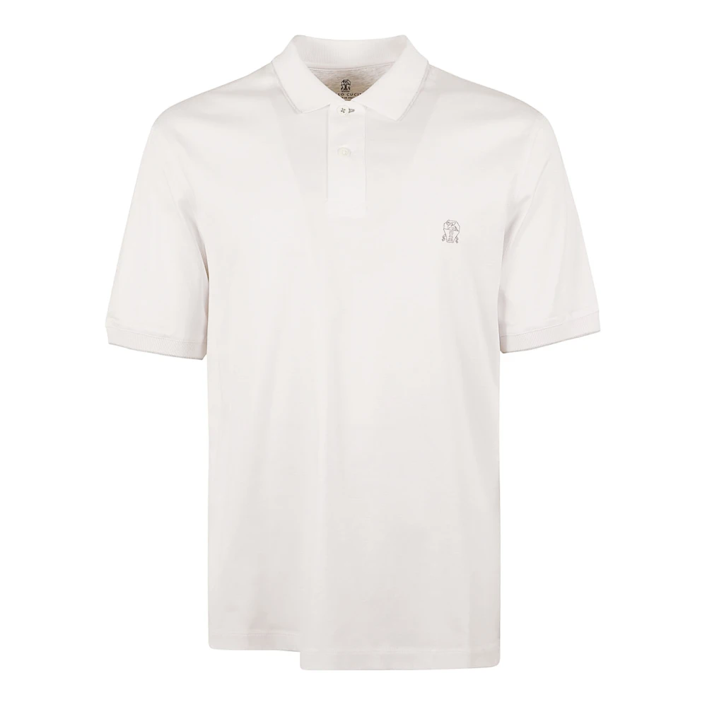 BRUNELLO CUCINELLI Polo Shirt met geborduurd logo White Heren