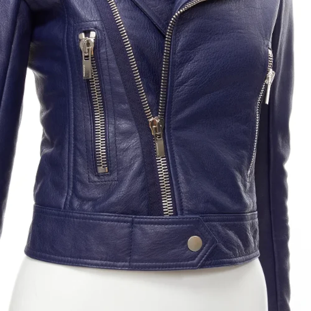 Balenciaga Vintage Pre-owned Leather outerwear Blue Dames