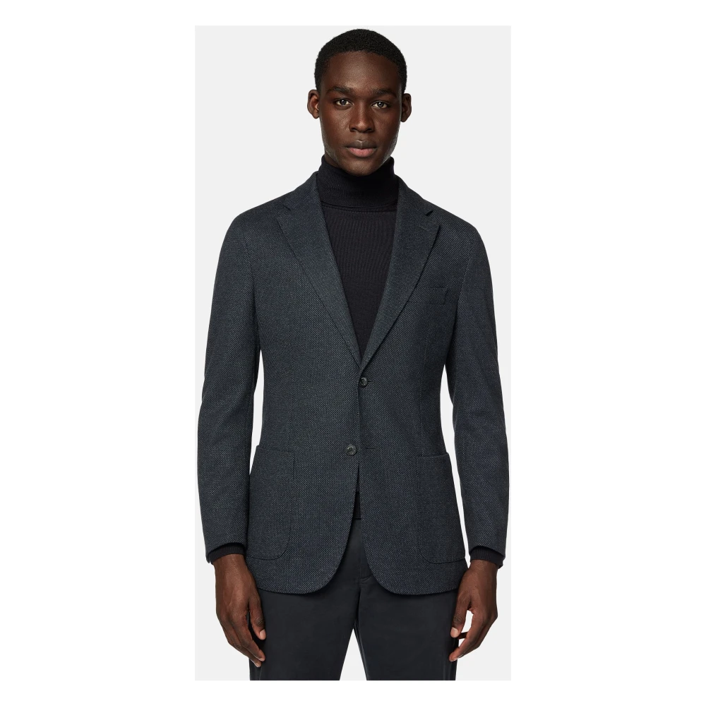 Boggi Milano Micro Fancy Jersey Blazer Style Cernobbio Blue Heren