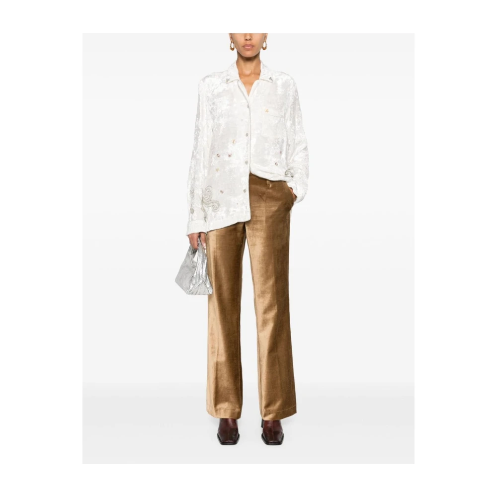 Forte Flared fluwelen broek Yellow Dames
