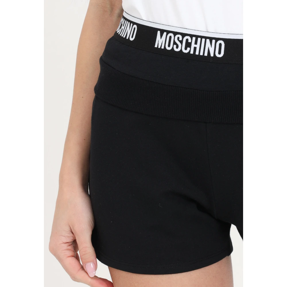 Moschino Zwarte Shorts met Elastische Tailleband Black Dames