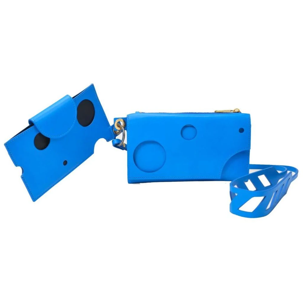 Off White Blauwe Leren Schoudertas Blue Heren