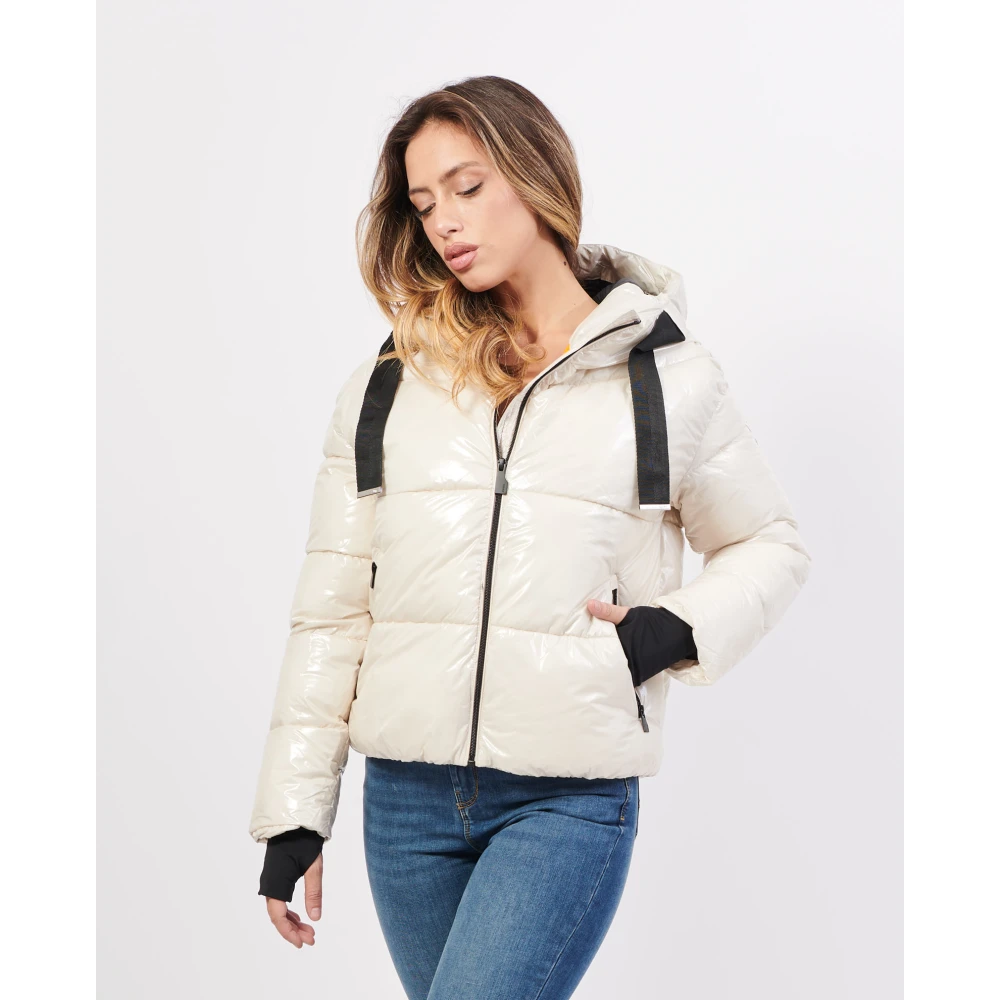 Suns Glanzende Prestatiejas met Capuchon Beige Dames