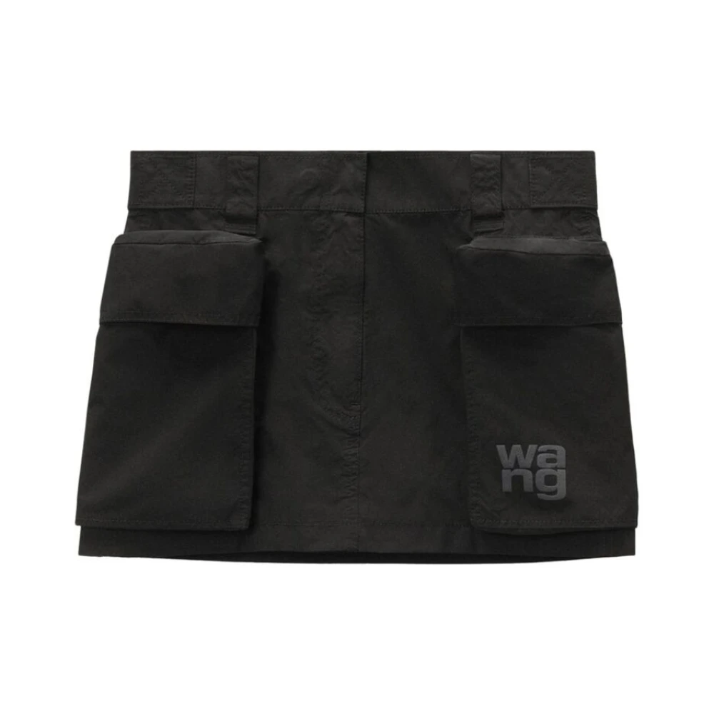 T by Alexander Wang Svart Cargo Kjol med Logotyptryck Black, Dam