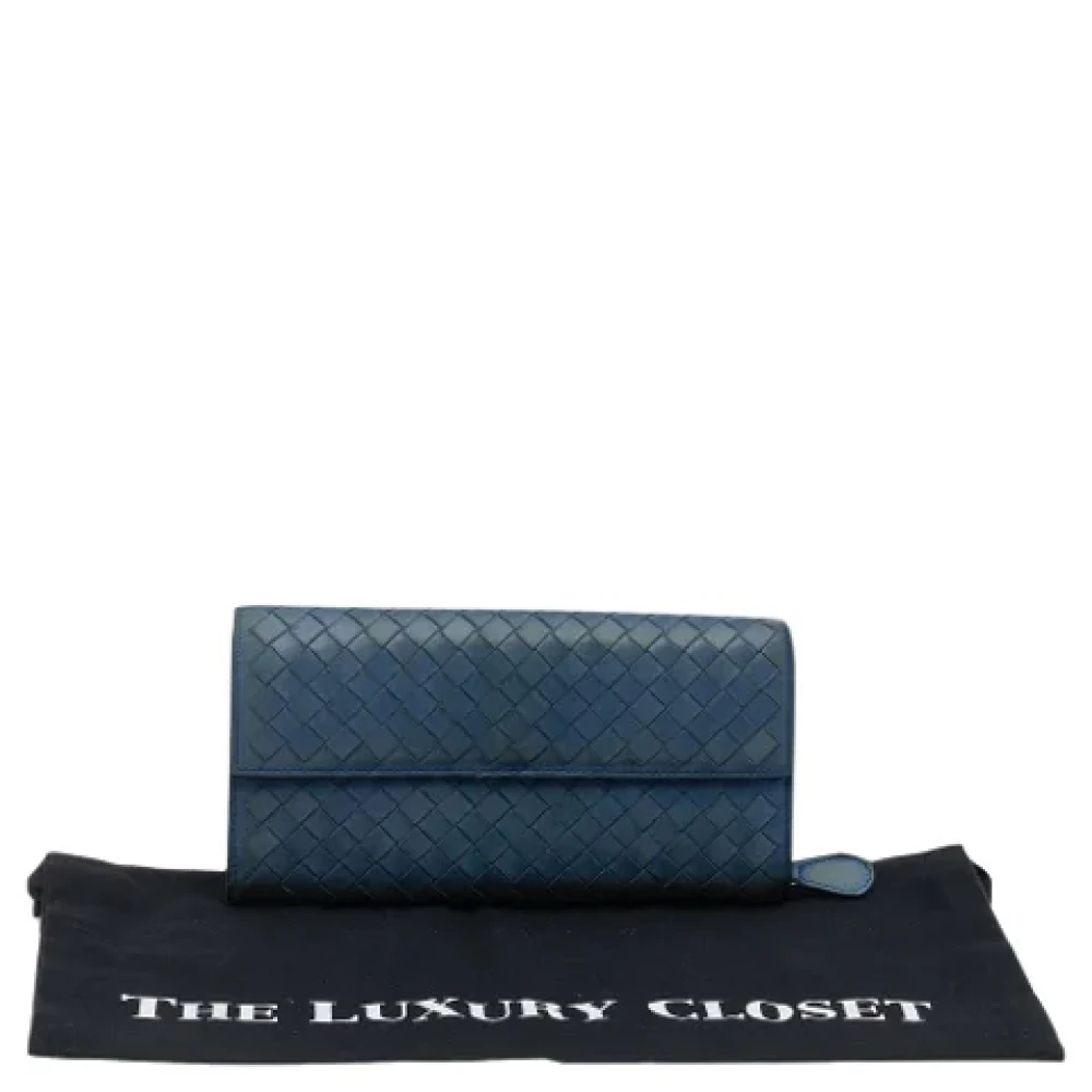Bottega Veneta Vintage Pre-owned Leather wallets Blue Dames