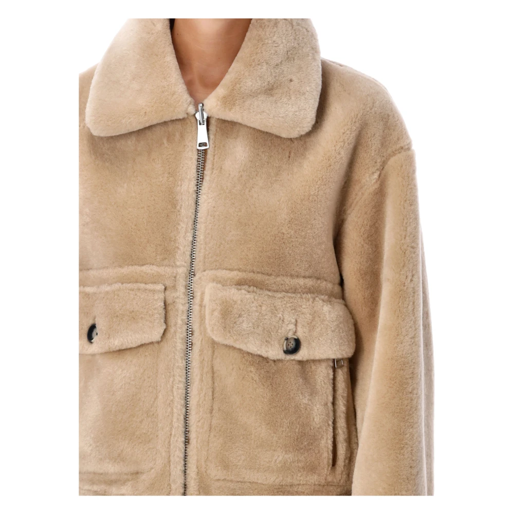 Urbancode Omkeerbare Shearling Aviator Peacoat Kameel Beige Dames