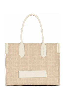 B-Army 36 monogrammönstrad canvas jacquard och lädertoteväska