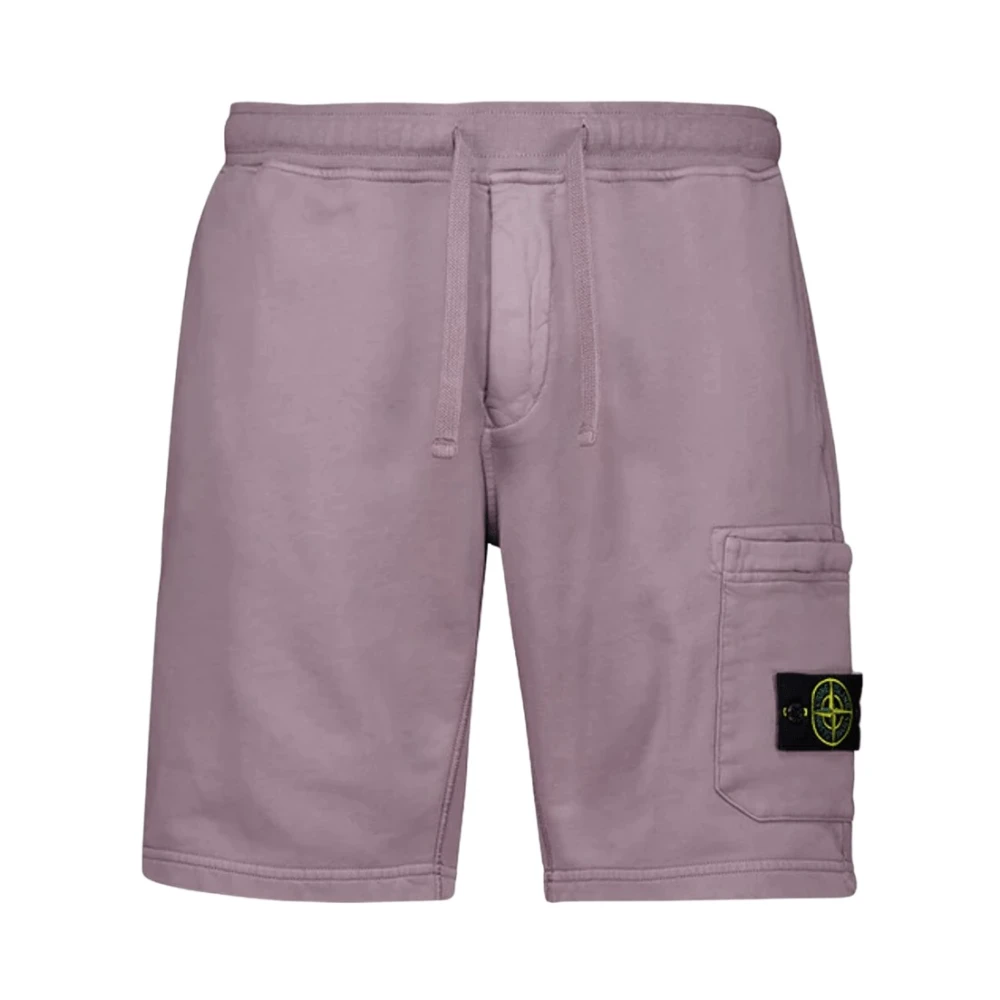 Stone Island Purple Cotton Fleece Shorts - Male - Casual Shorts - M - Shorts