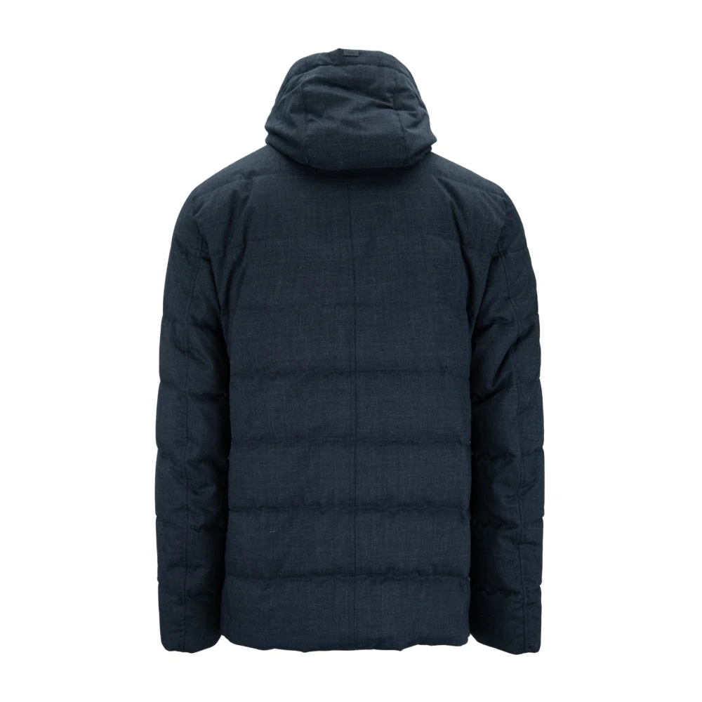 Herno Button Zip Puffer Jacket Blue Heren