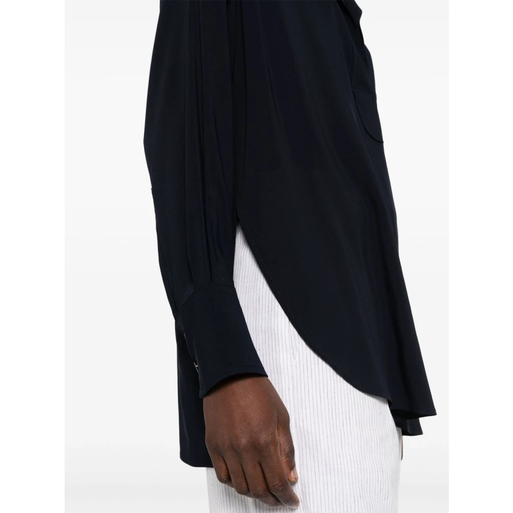 Alberto Biani Blauw Stretch Overhemd Klassieke Kraag Blue Dames