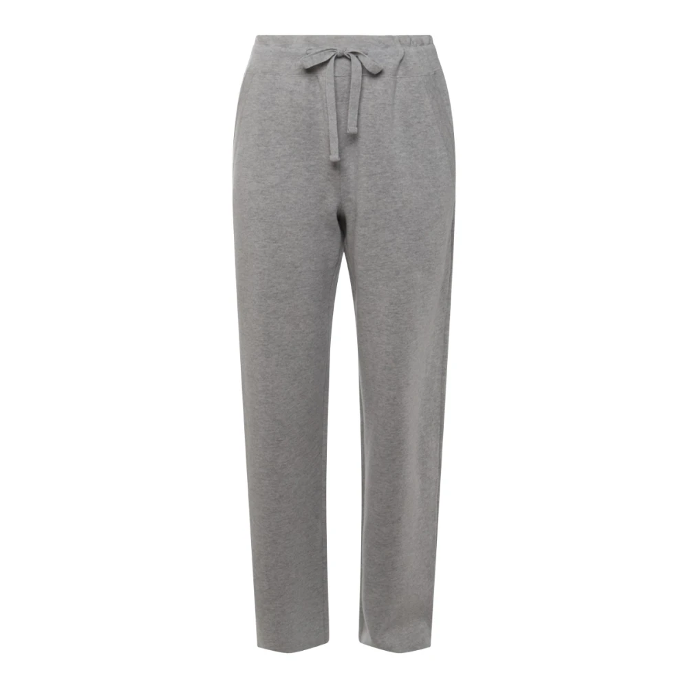 Malo Grijze Wollen Elastische Taille Trekkoord Broek Gray Dames