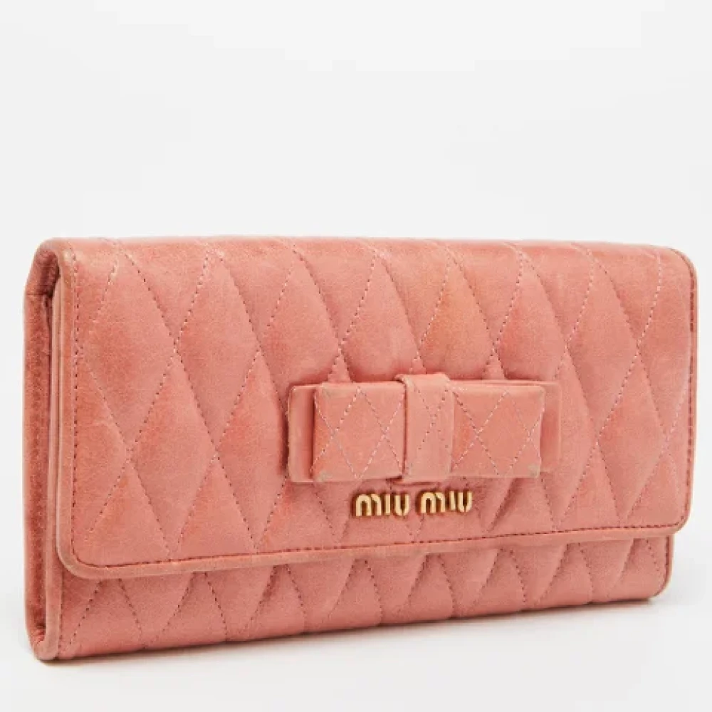 Miu Pre-owned Leather wallets Orange Dames