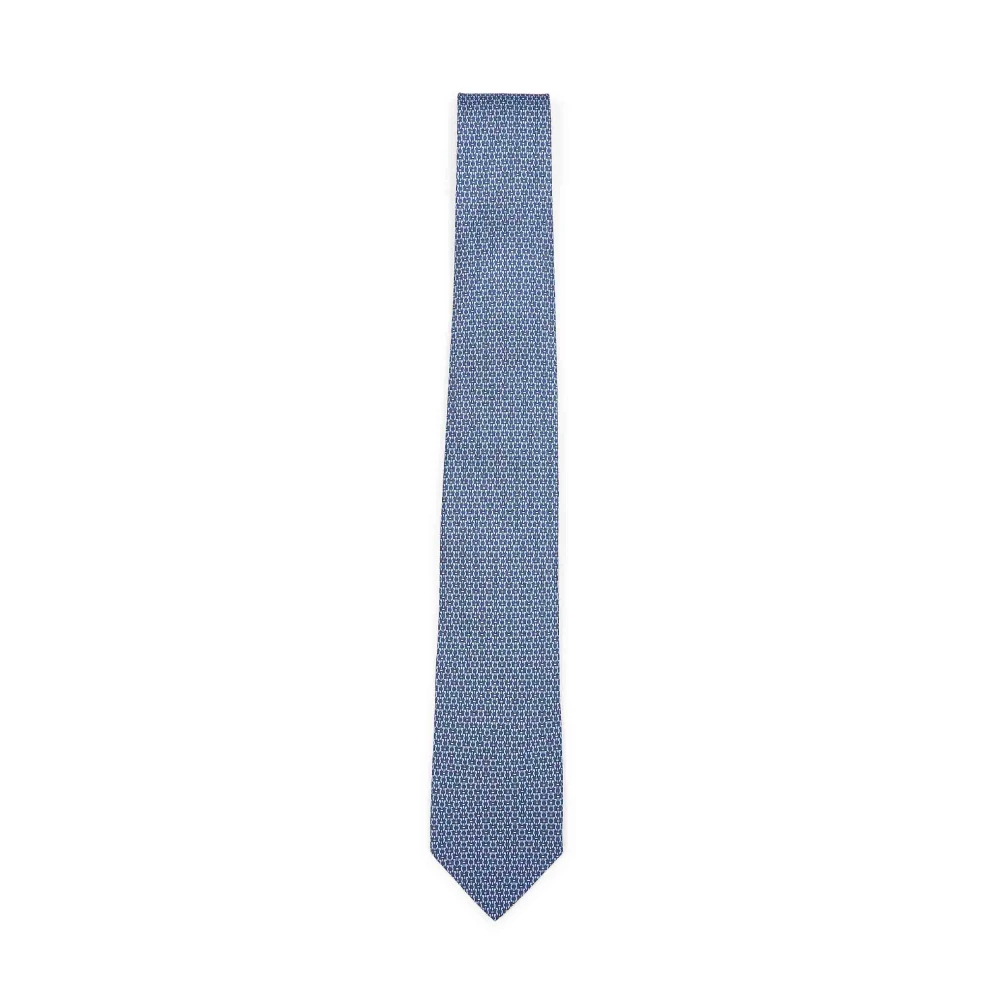 Ferragamo Men's Blue Gancini Silk Tie