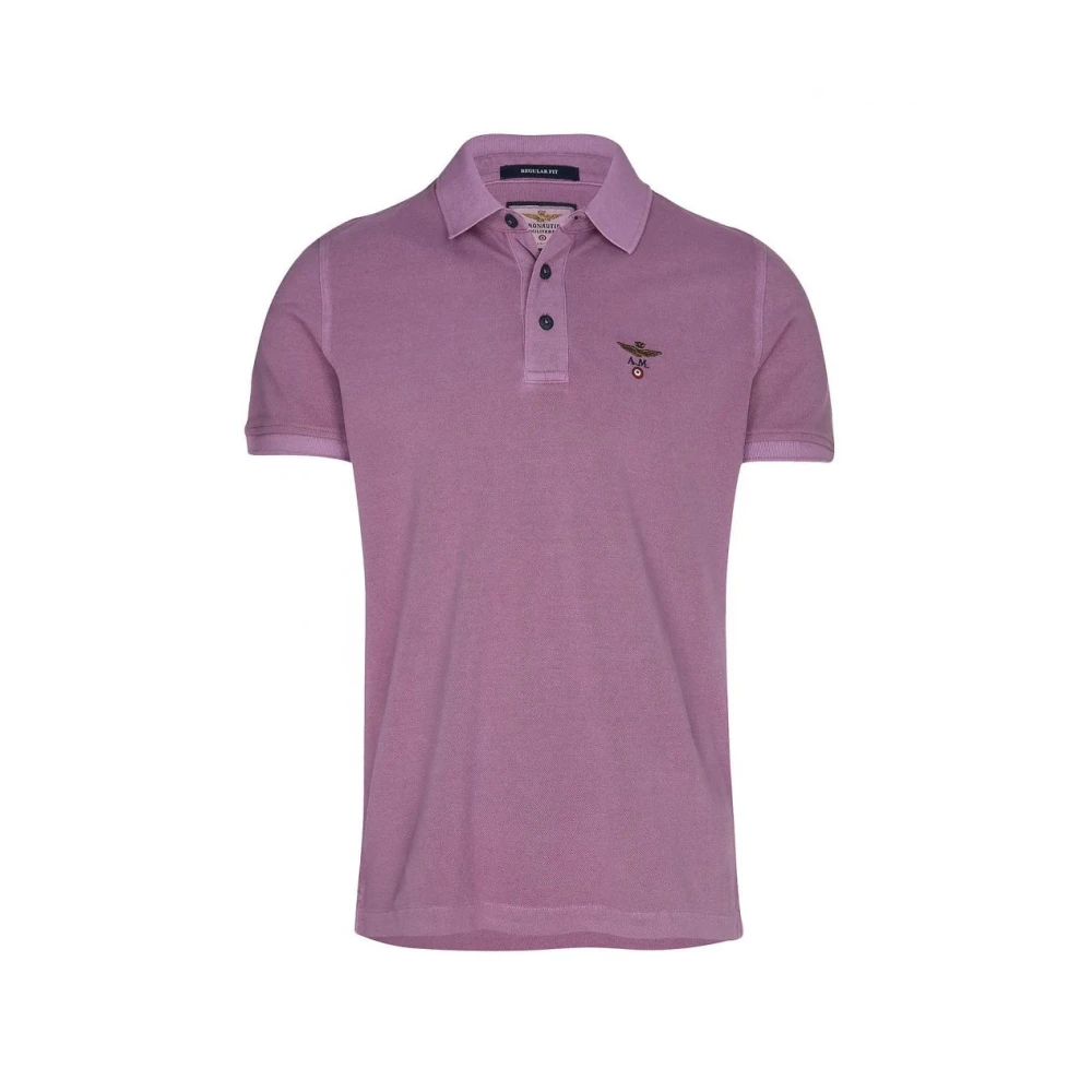 Aeronautica Militare Mannelijk Purper Tops Heren, Paars, 2XL, Katoen, Piqué Polo