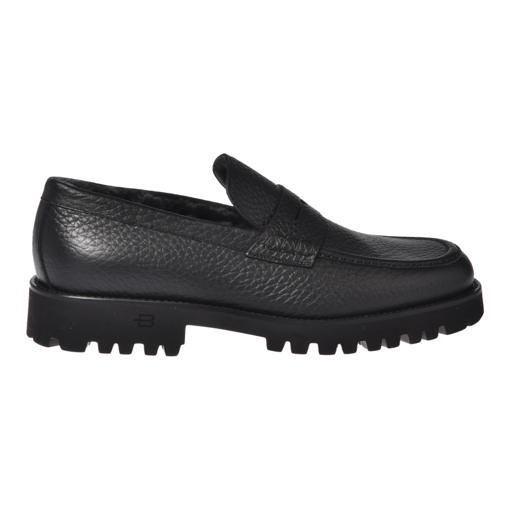 Baldinini Men's Black Tumbled Leather Loafers - Loafers - 11 Uk - Shoes