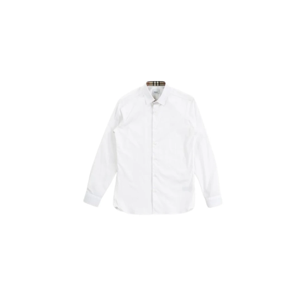 Burberry Witte stretchkatoenen overhemd Sherfield White Heren