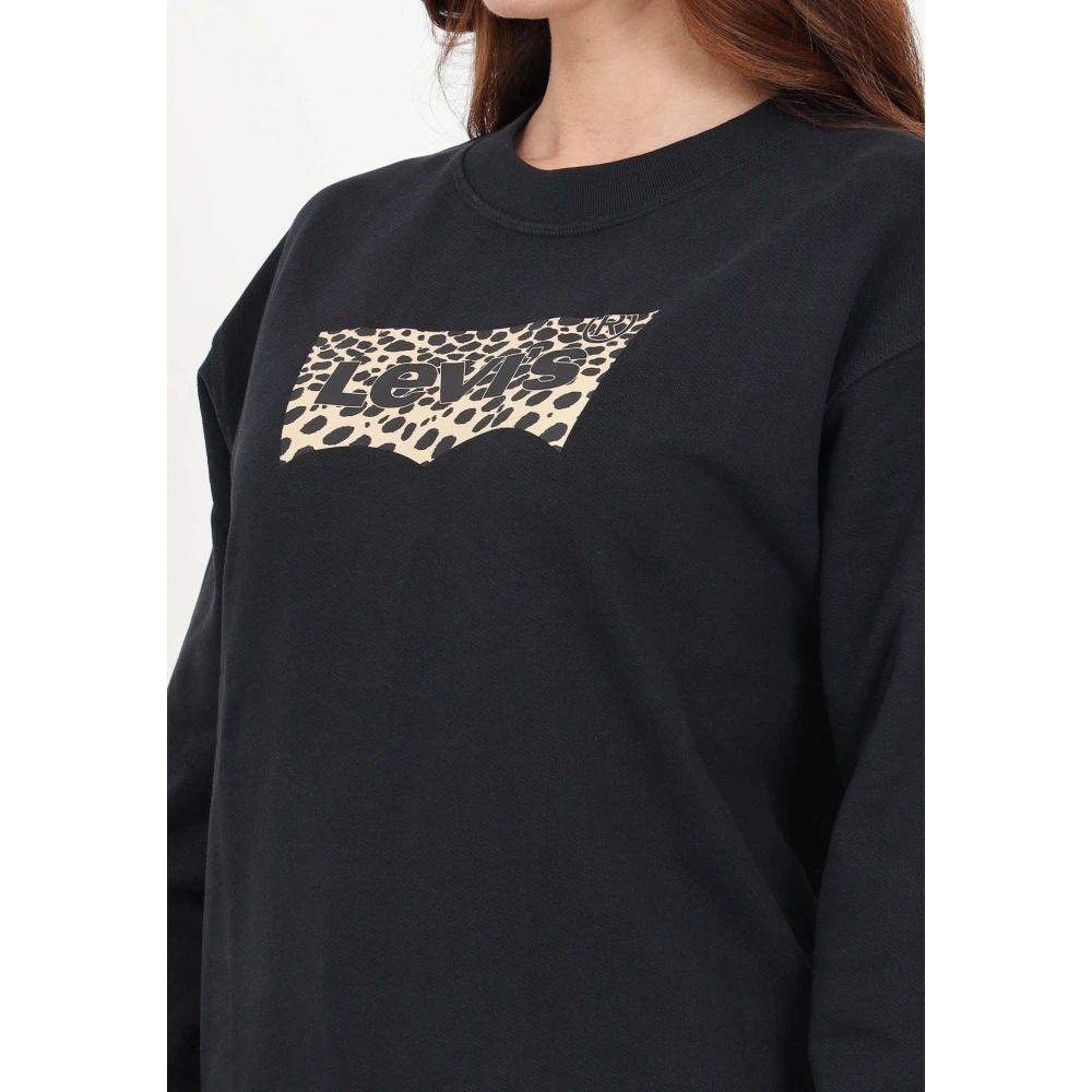 Levi's Zwart sweatshirt met luipaardprint Black Dames