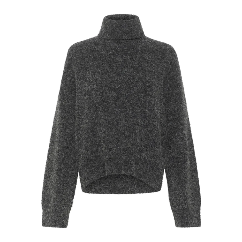 Gestuz Mysig Rollneck Tröja Charcoal Melange Gray, Dam