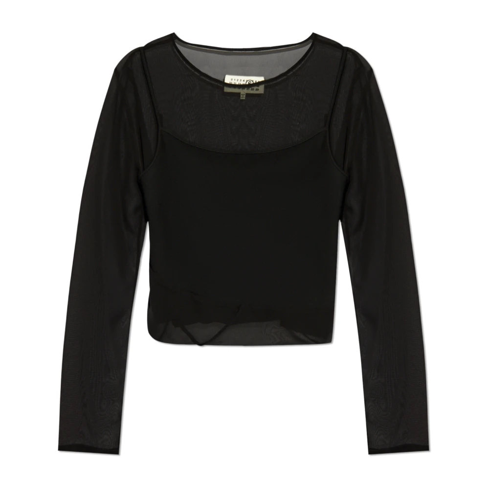 MM6 Maison Margiela Zwarte trui met lange mouwen Black Dames