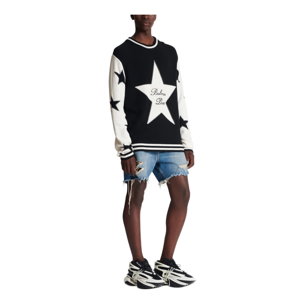 Balmain Trui met sterrenpatroon Black Heren