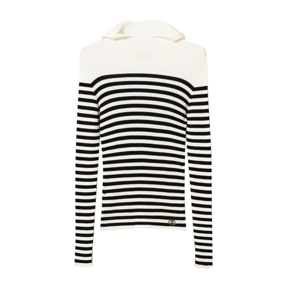 Twinset Gestreepte gebreide hoodies White Dames