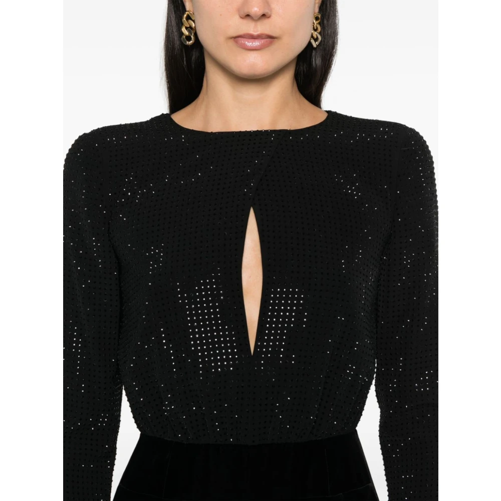 Emporio Armani Zwarte Jurk met Paneeldesign en Fluweel Black Dames