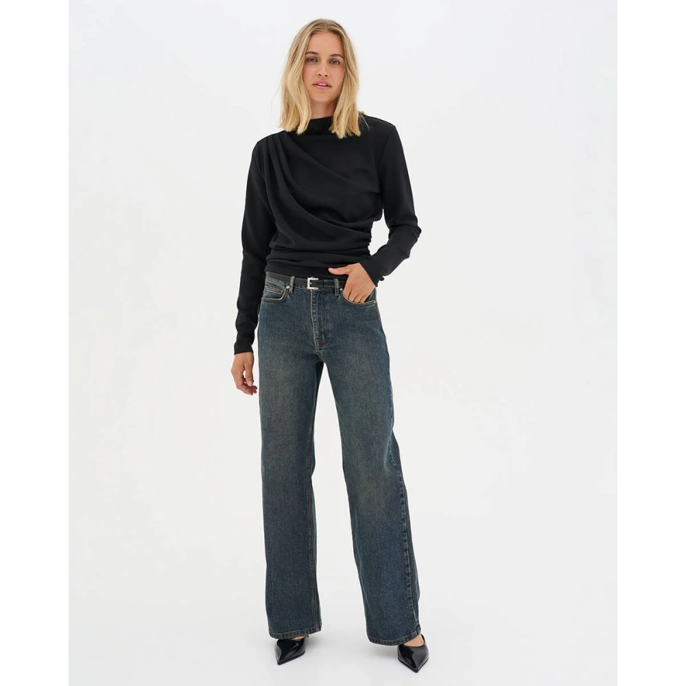 My Essential Wardrobe Lange Mouw Helle Top Black Dames