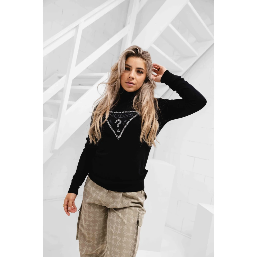 Guess Triangle Logo Sweater Dames Zwart Black Dames