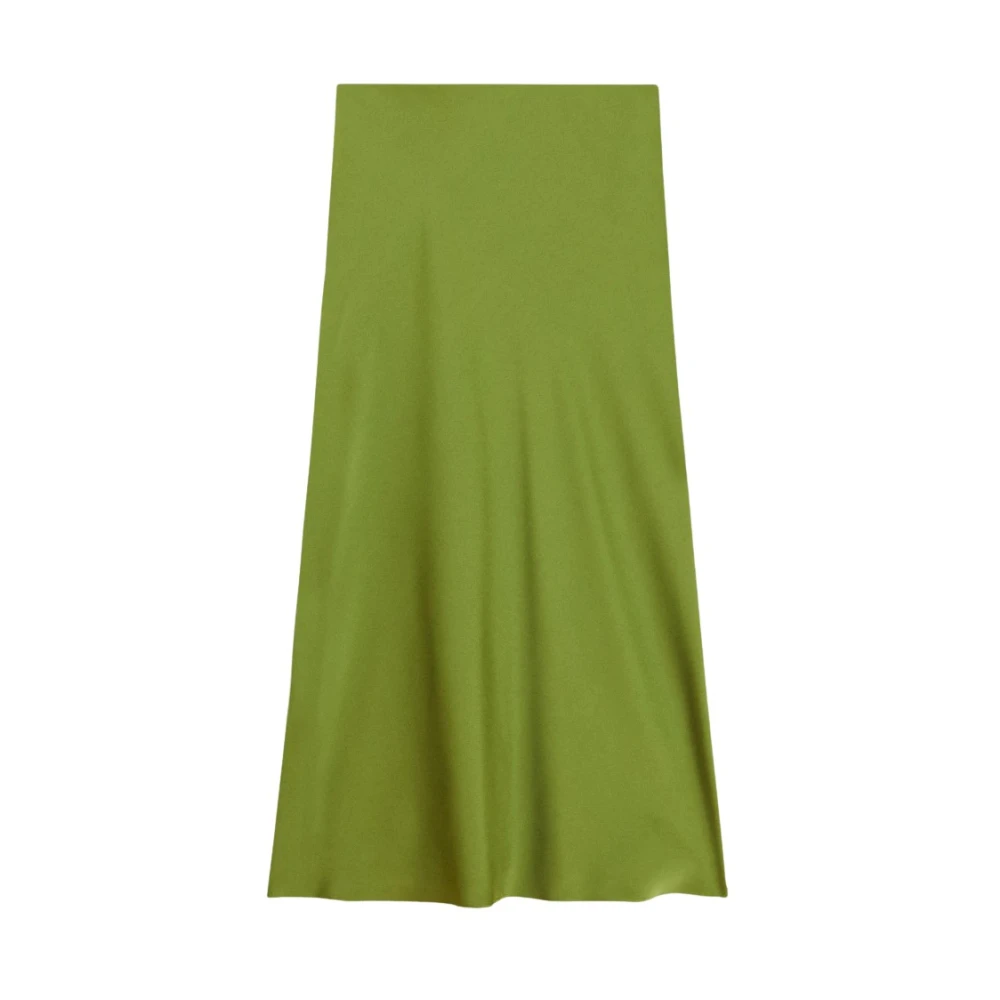 PATRIZIA PEPE Satijnen Glanzende Midi Rok Green Dames