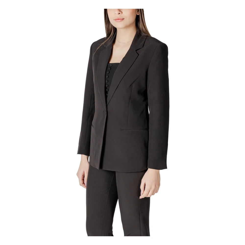 Ichi Klassieke Knoopblazer met Zakken Black Dames