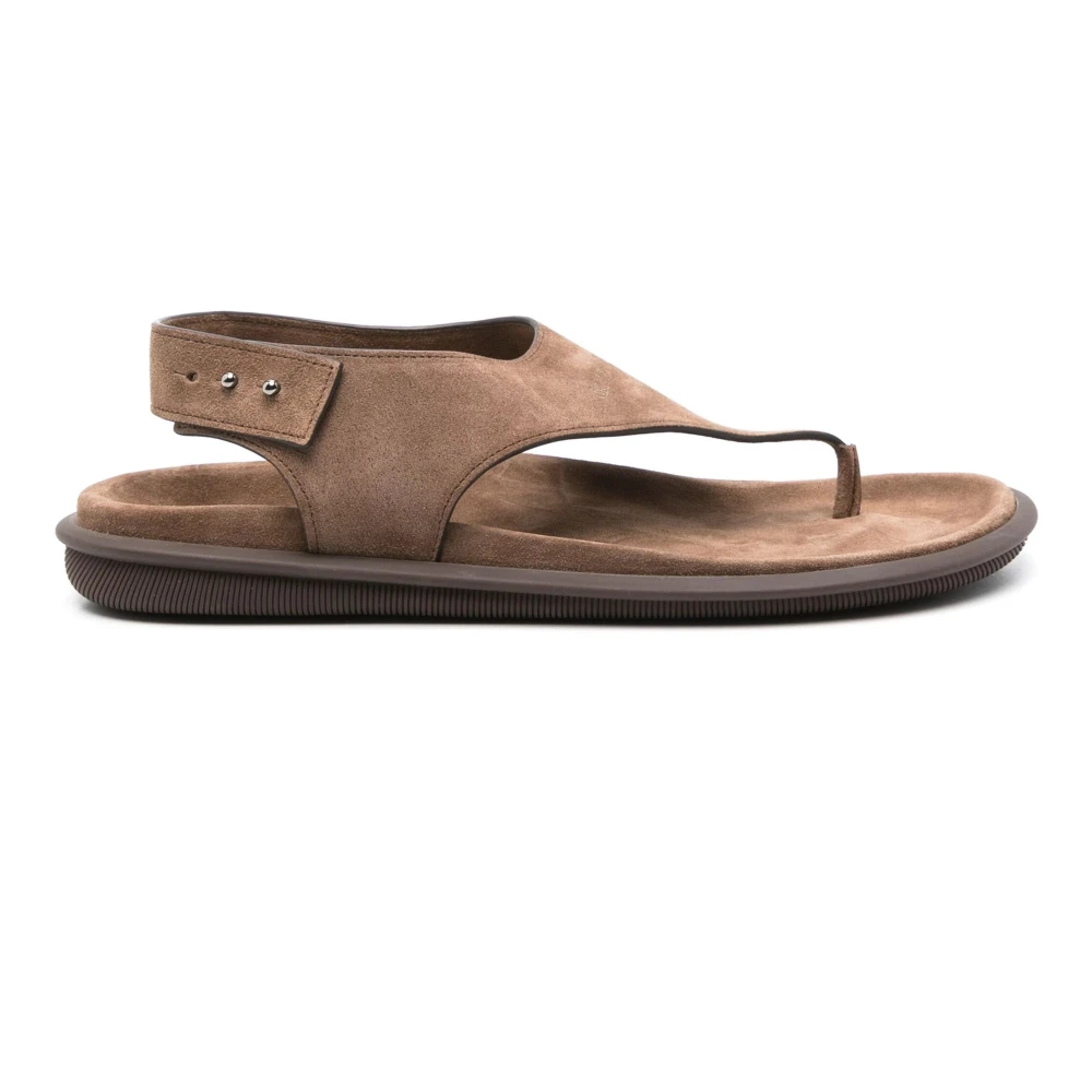 Giorgio Armani Mannelijk Bruin Schoenen Heren, 41 Eu, Leer, Elegant Open Platte Sandalen