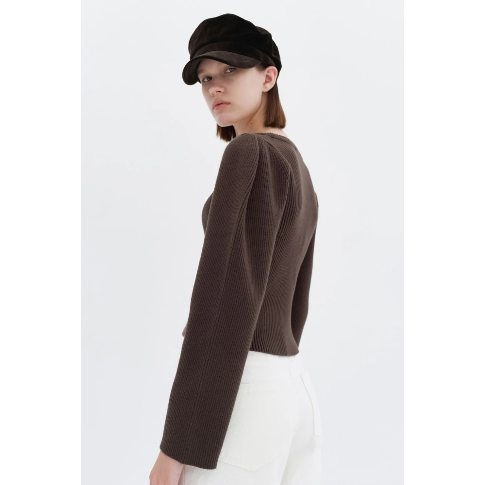 LOW Classic Minimalist Newsboy Cap Brown Dames