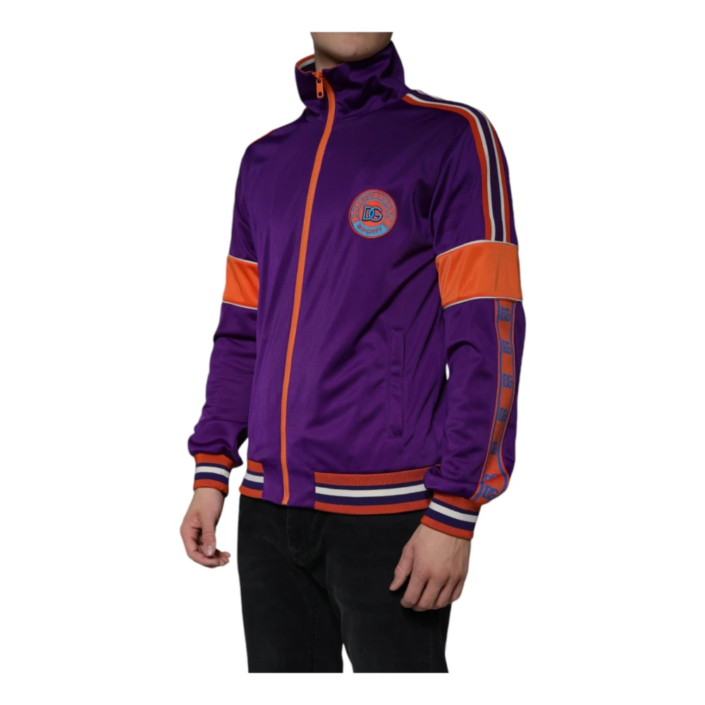 Dolce & Gabbana Paarse Sweater met Volledige Rits en Logo Purple Heren