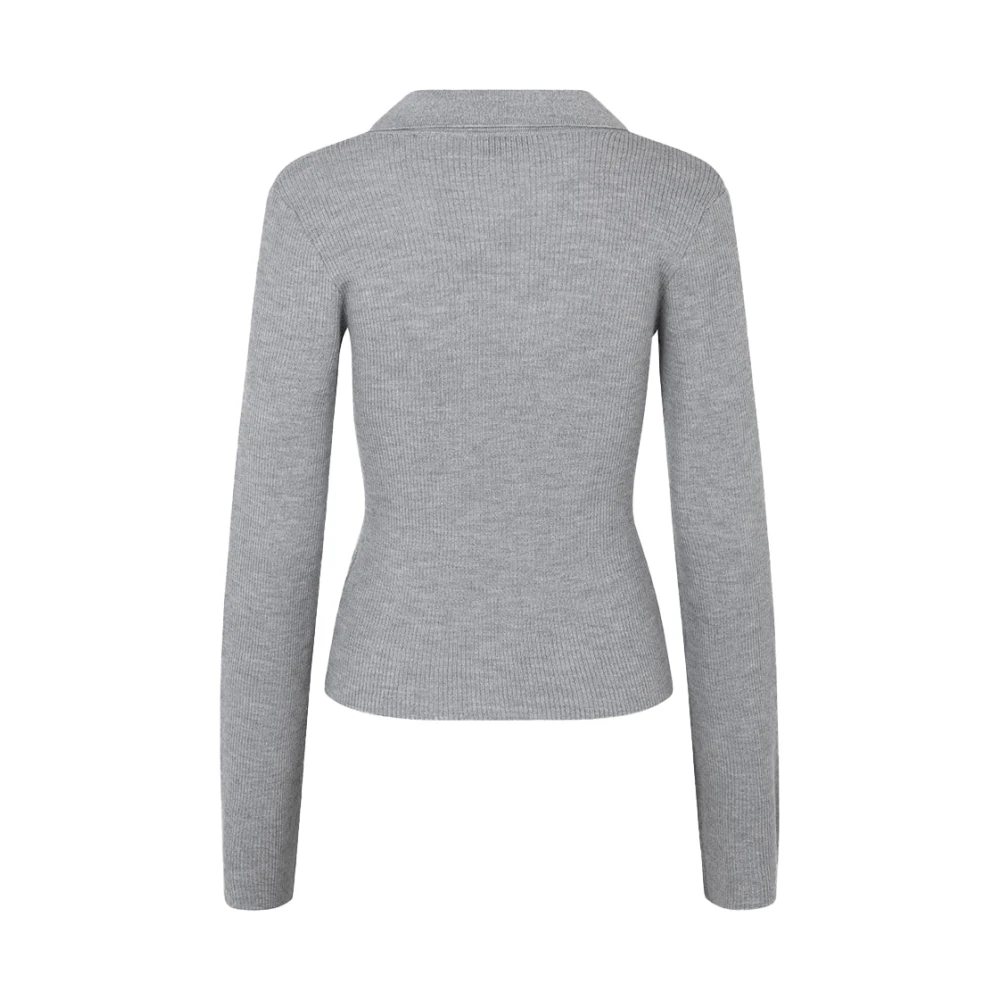 Modström Grijze Melange Cardigan met Uitlopende Mouwen Gray Dames