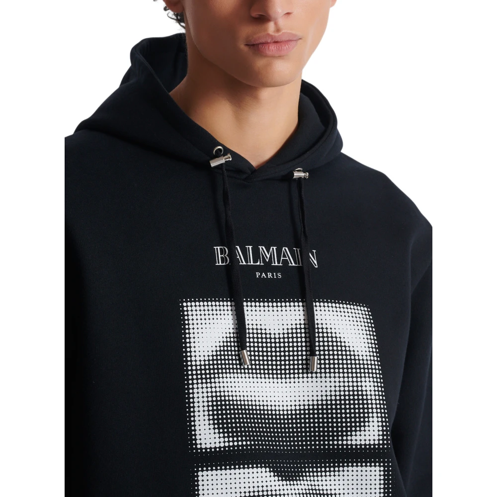 Balmain Hoodie met vintage lippenprint Black Heren