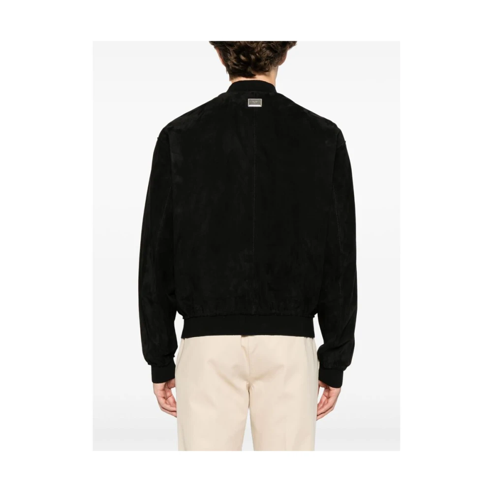 Dolce & Gabbana Zwarte Baseball Kraag Rits Jas Black Heren